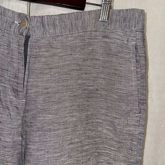 blue illusion M Chambray Heather Blue Linen Hem Tabs Bermuda Shorts with Pockets - Picture 5 of 12